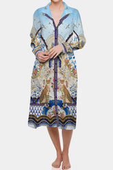 Blue Shirt Dress Midi Length