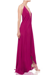 Designer Brown Maxi Handkerchief Dress