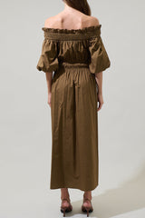 Brown Off Shoulder Dress