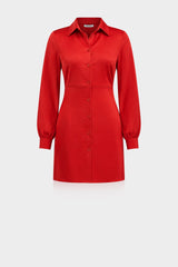 Collared Red Mini Shirt Dress