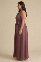 Cabernet Heaven V-Neck Bridesmaid Dress – Deep Elegant Maxi Gown