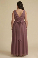 Cabernet Heaven V-Neck Bridesmaid Dress – Deep Elegant Maxi Gown