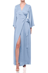 Powder Blue Long Sleeve Floor Length Bridesmaid Dress