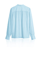 Powder Blue Satin Scarf Tie Neck Blouse