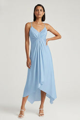 Powder Blue Midi Handkerchief Dress