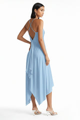 Powder Blue Midi Handkerchief Dress