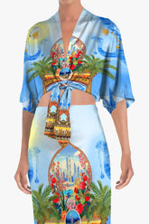 Blue Summer Wrap Top for Women