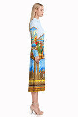 Blue Midi Shirt Dress for Women