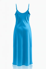 Turquoise Blue Satin Slip Dress – Bias Cut lightweight satin midi dress