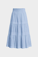 Powder Blue Smocked Waist Maxi Skirt – Tiered Cotton Skirt