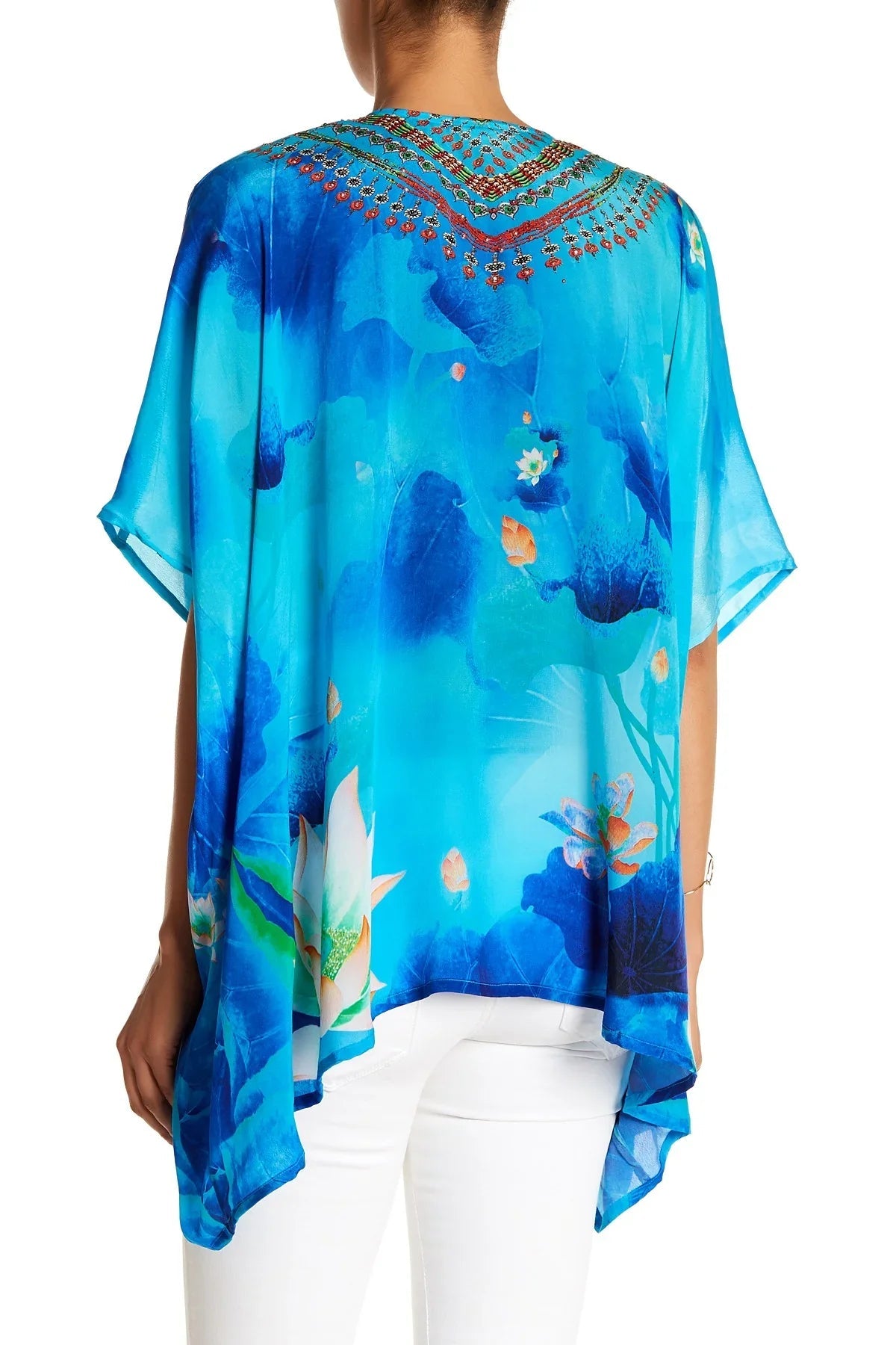 Blue Kaftan Top  in floral print