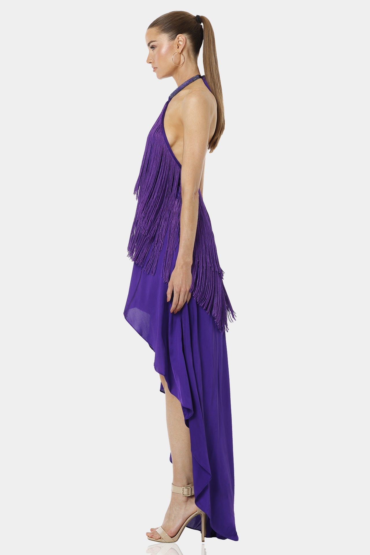 Carmina Purple Dress With Dancing Fringes