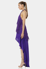 Carmina Purple Dress With Dancing Fringes