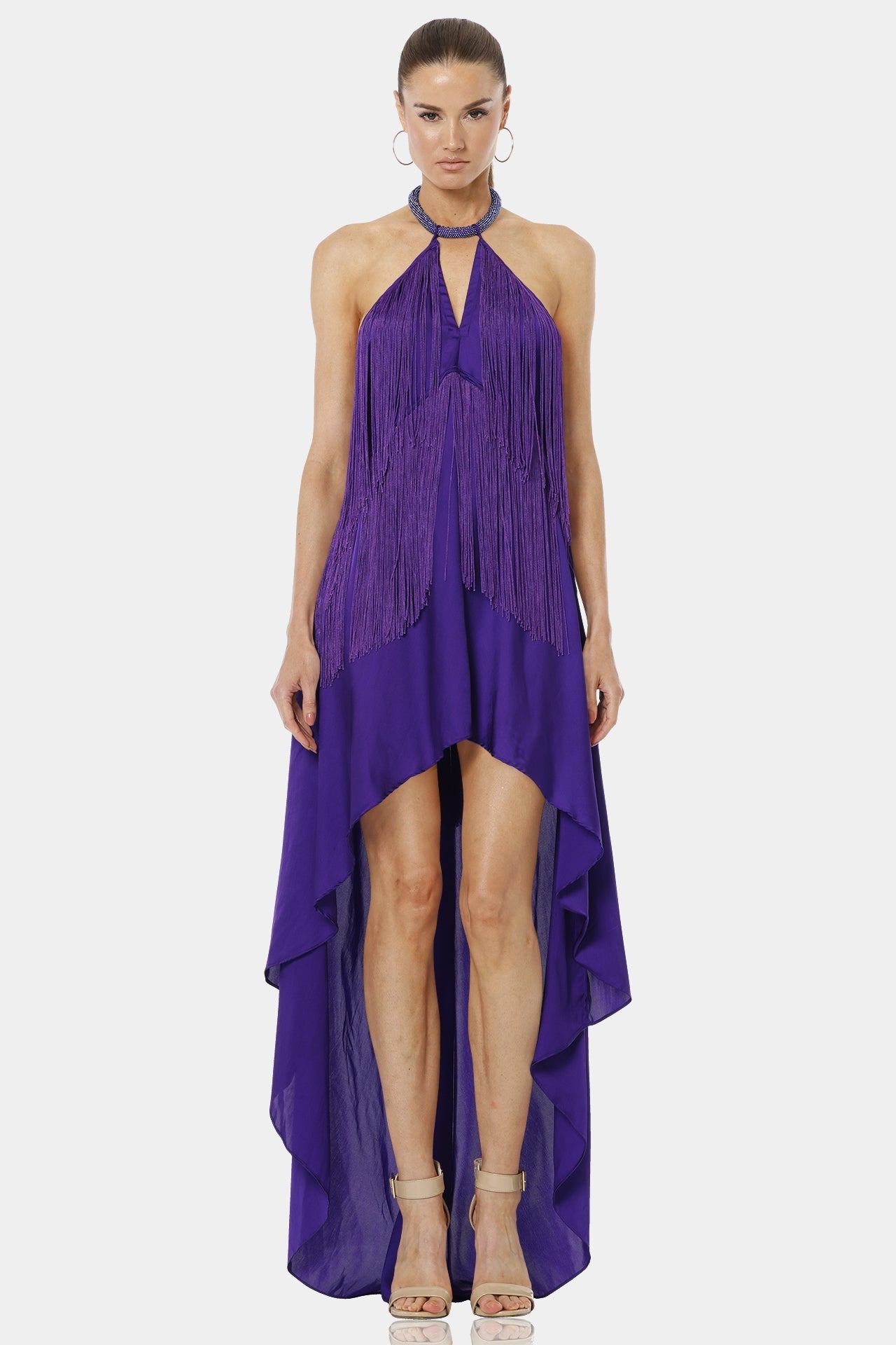 Carmina Purple Dress With Dancing Fringes