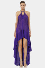 Carmina Purple Dress With Dancing Fringes