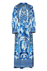 Azure Belted Long Pajama Robe