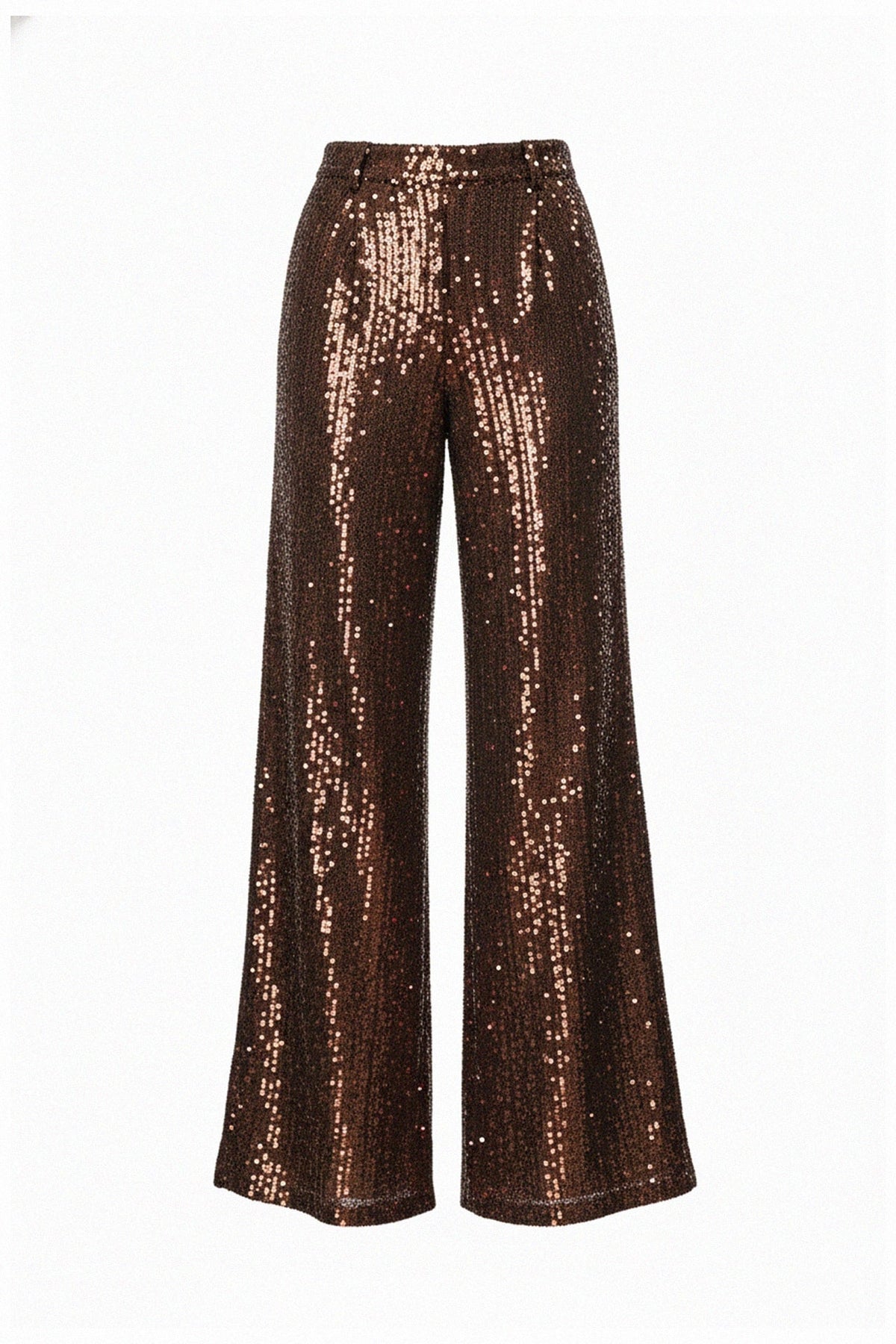Brown Sequin Flared Party Pants