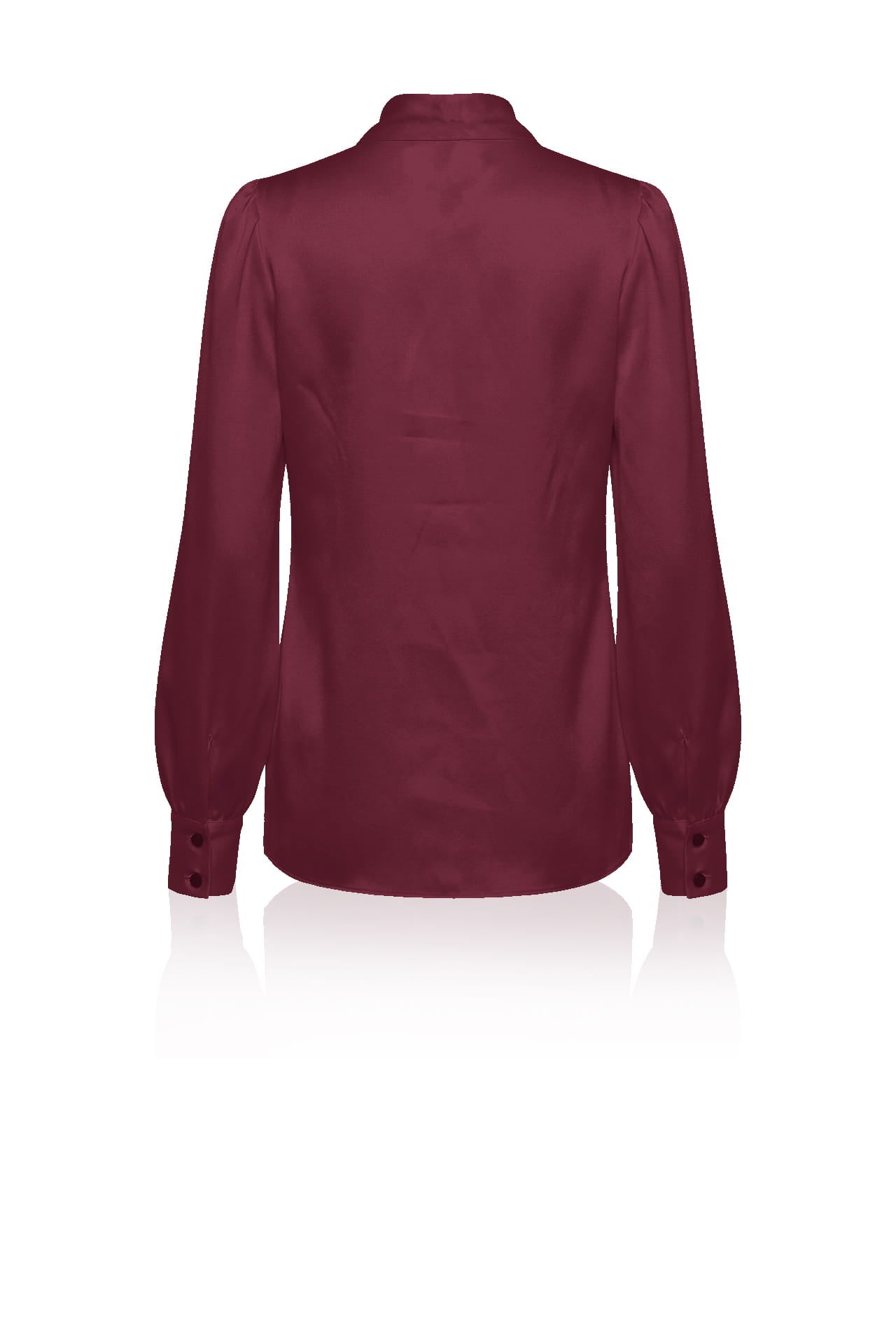 Burgundy Scarf  Tie Neck Satin Blouse