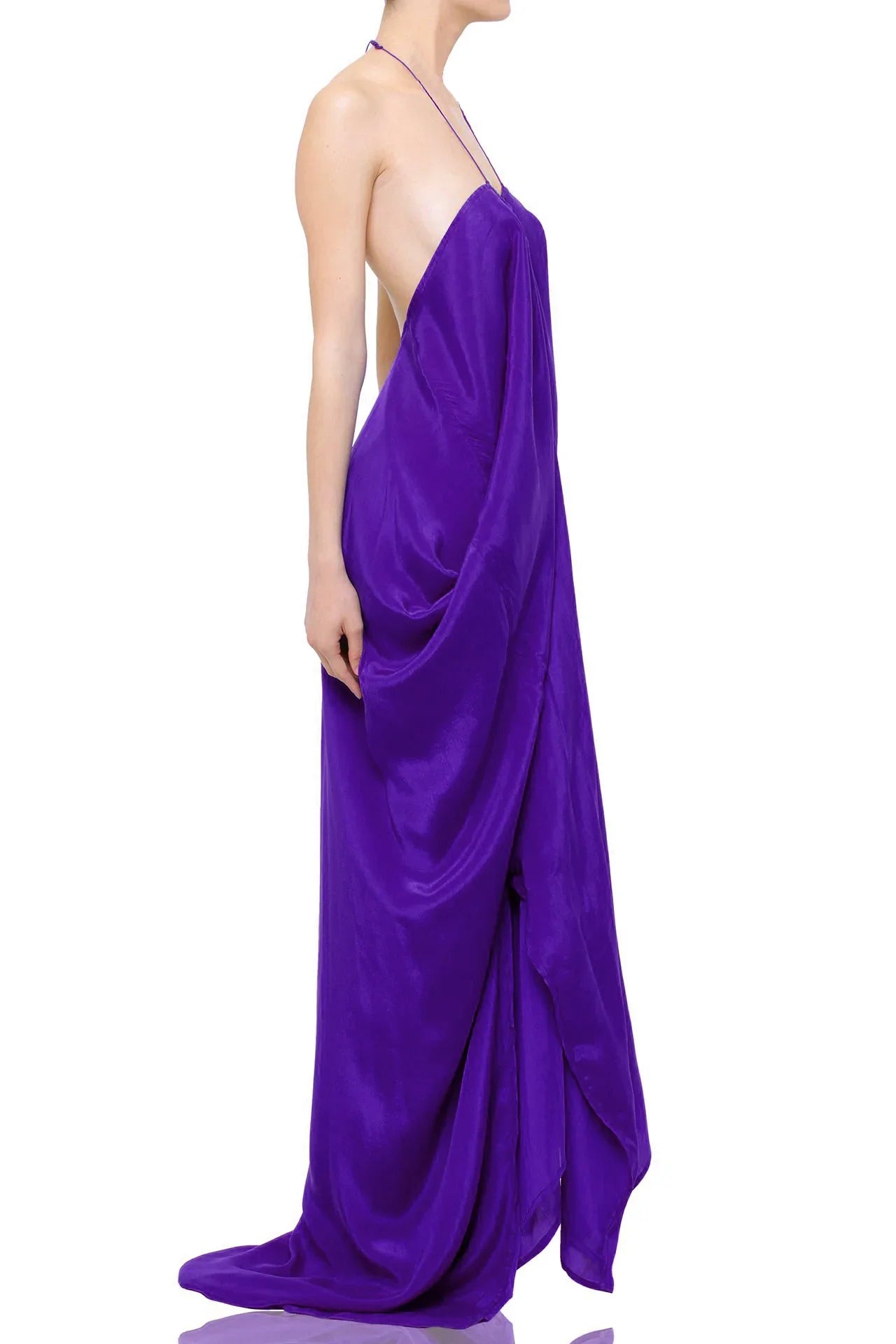 Dark Purple Lace-Up Kaftan Maxi Dress