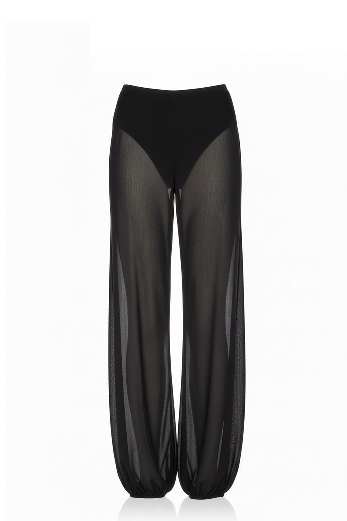 Deep Noir Sheer High Waisted Balloon Pants