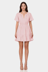 Blush Pink Smocked Waist Mini Dress for Women – Casual Day Dress