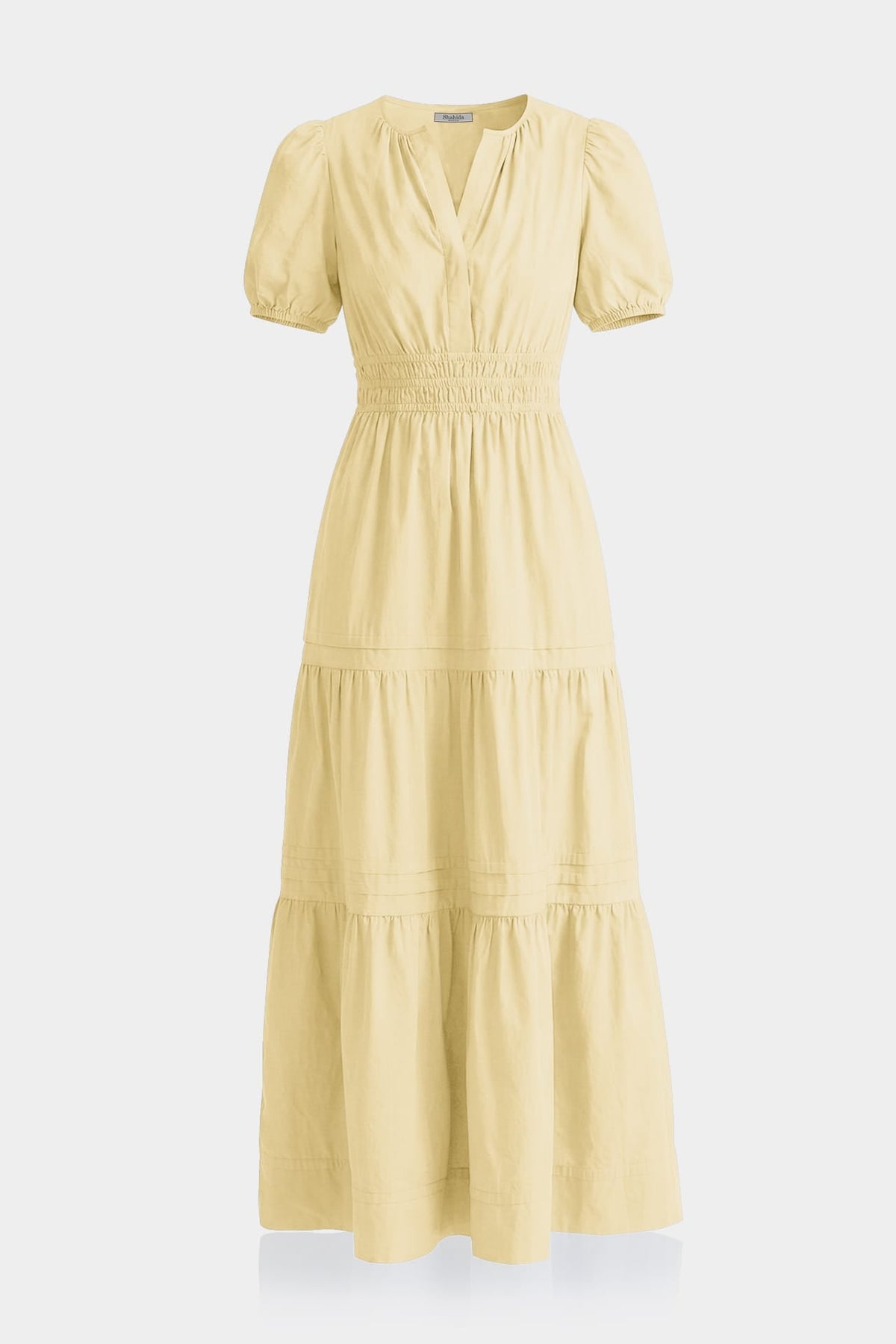 Champagne Two Tiered Soft Cotton Poplin Maxi Dress