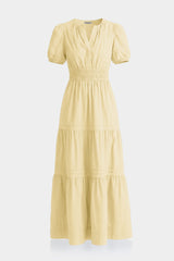 Champagne Two Tiered Soft Cotton Poplin Maxi Dress