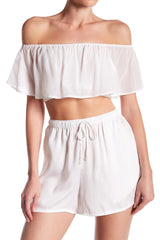Bright White Ruffle Crop Top