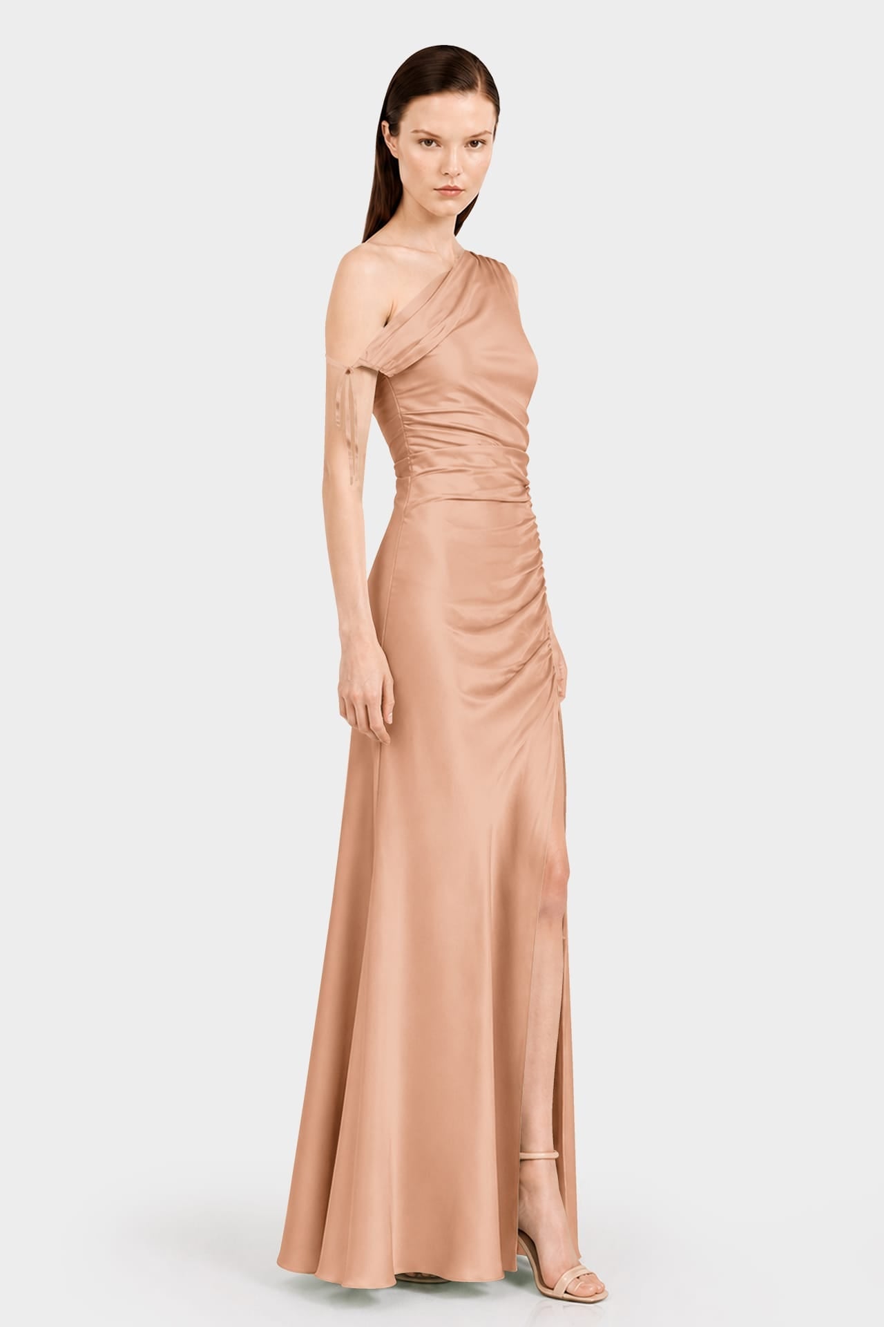 Bronze Sheath Column Stretch Satin Formal Dress