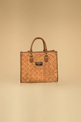 Brown Quilted Tote Handbag