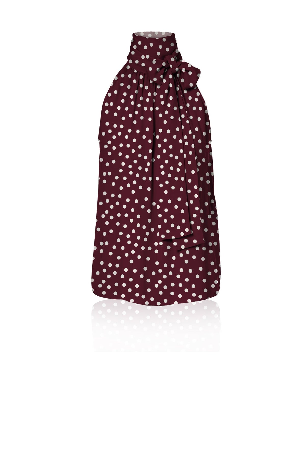 Brown and White Polka Dot Silk Maxi Blouse