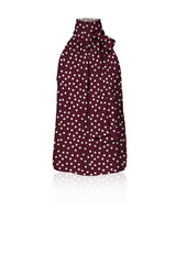 Brown and White Polka Dot Silk Maxi Blouse