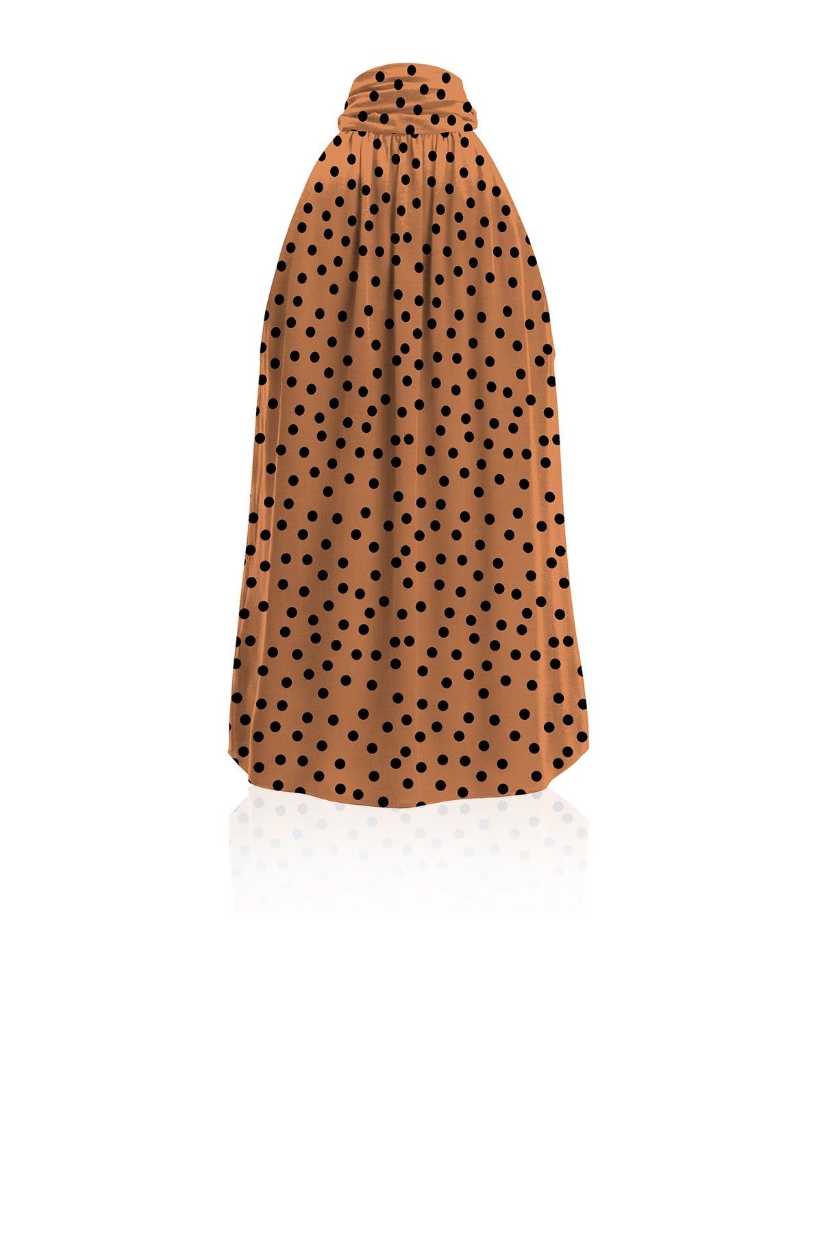 Brown and Black Polka Dot Silk Maxi Blouse