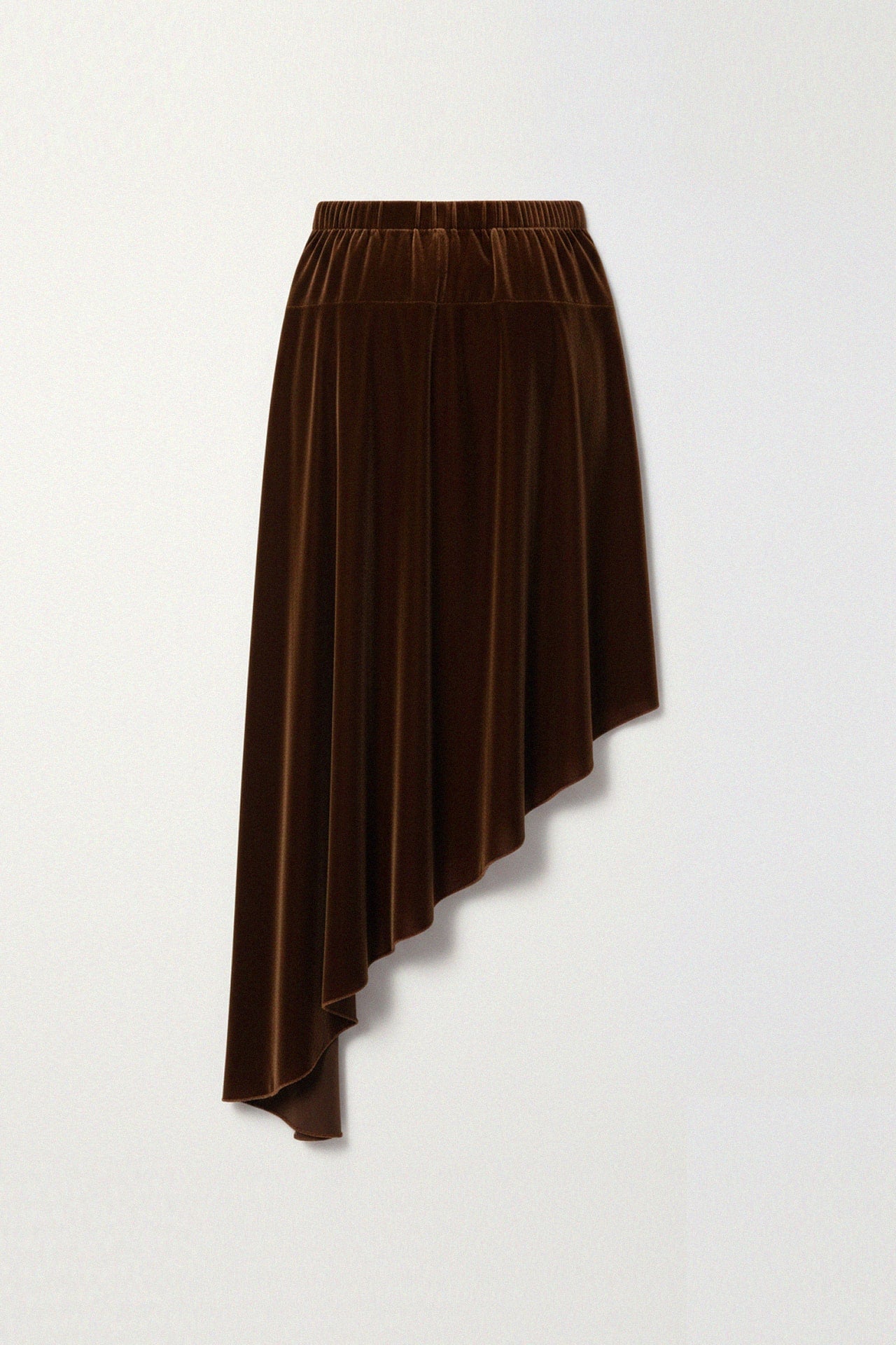 Brown Velvet Asymmetrical Hem Skirt