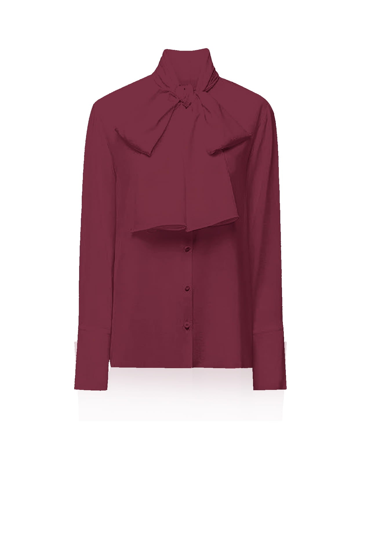 Burgundy  Scarf Tie Neck Blouse