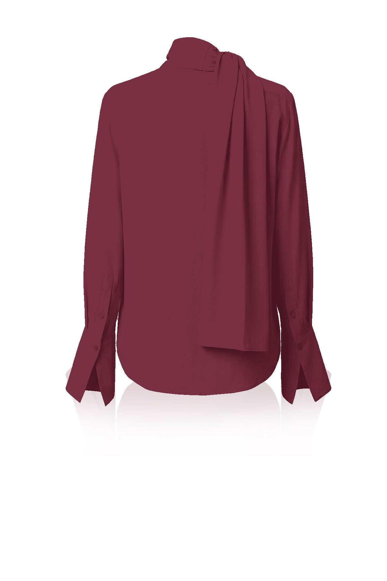 Burgundy  Scarf Tie Neck Blouse