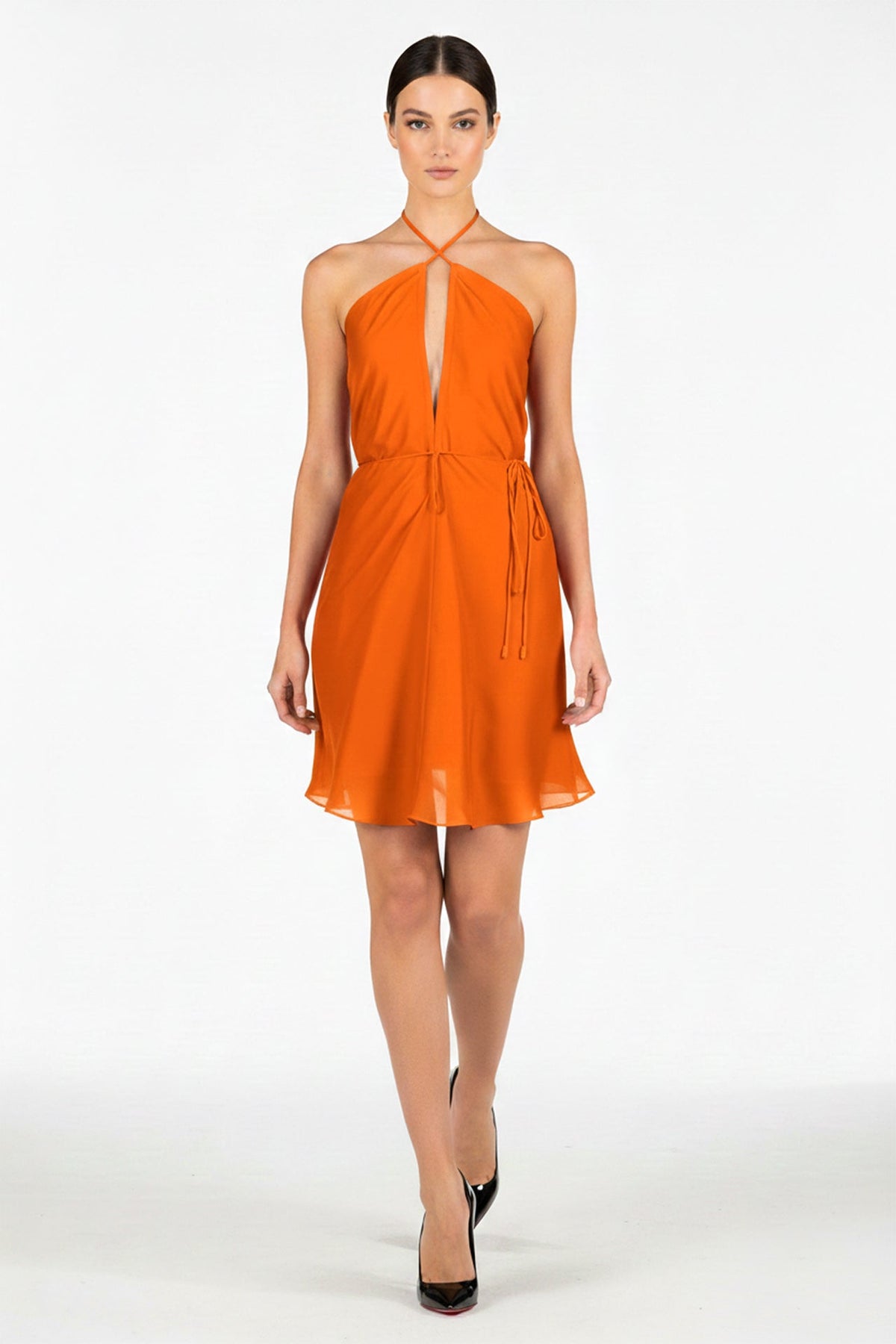 Burnt Orange Mini Handkerchief Dress