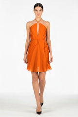 Burnt Orange Mini Handkerchief Dress