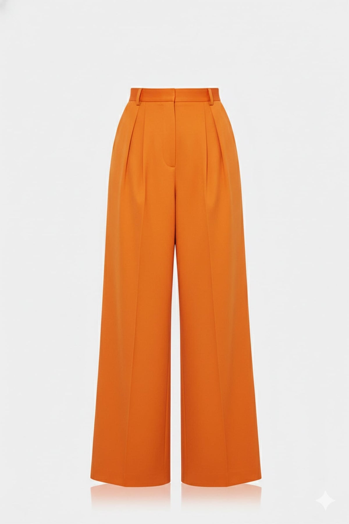 Burnt Orange High Waisted Satin Wide Leg Pants for Petite Women – European Summer Evening