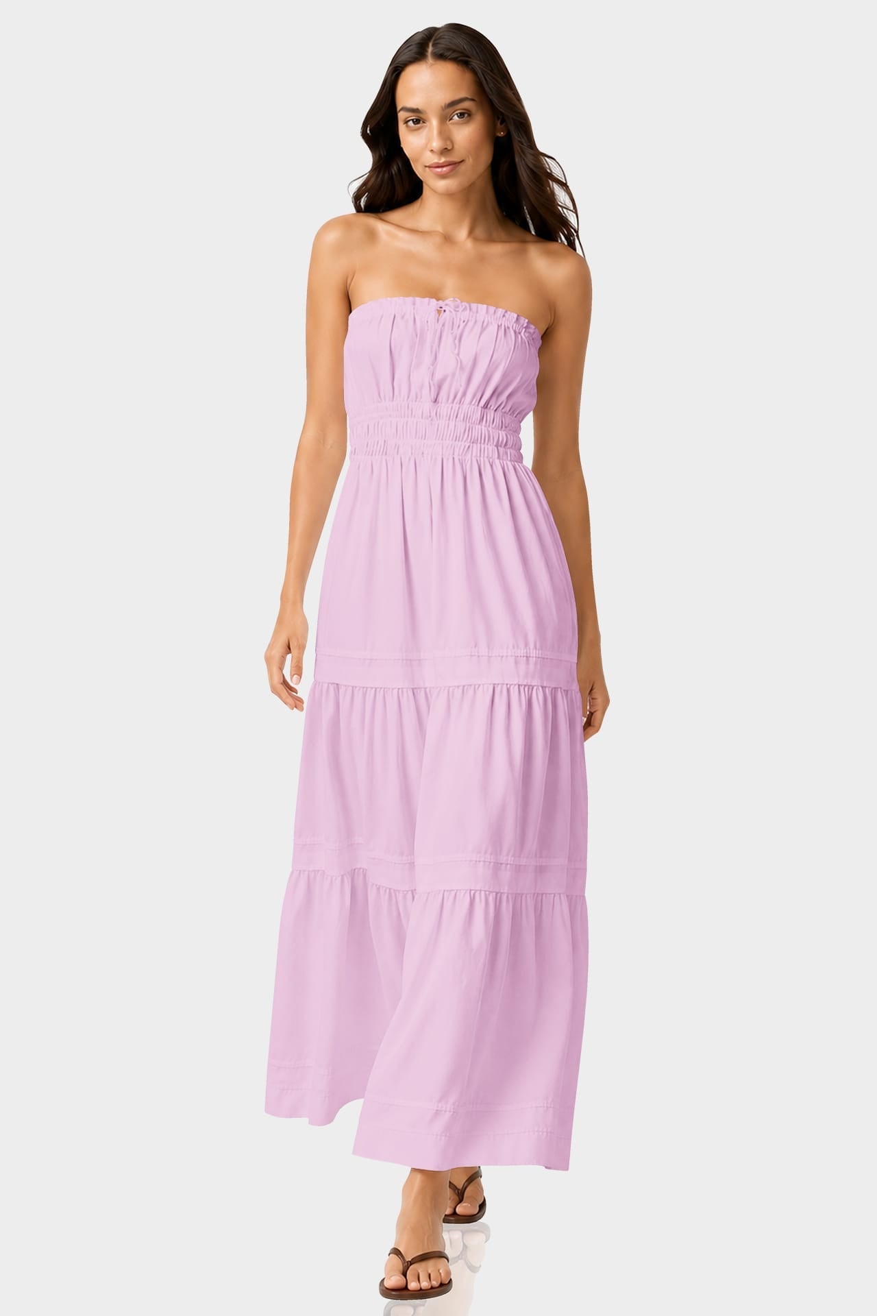Candy Pink Cotton Poplin Maxi Dress – Strapless Vacation Dress for Women