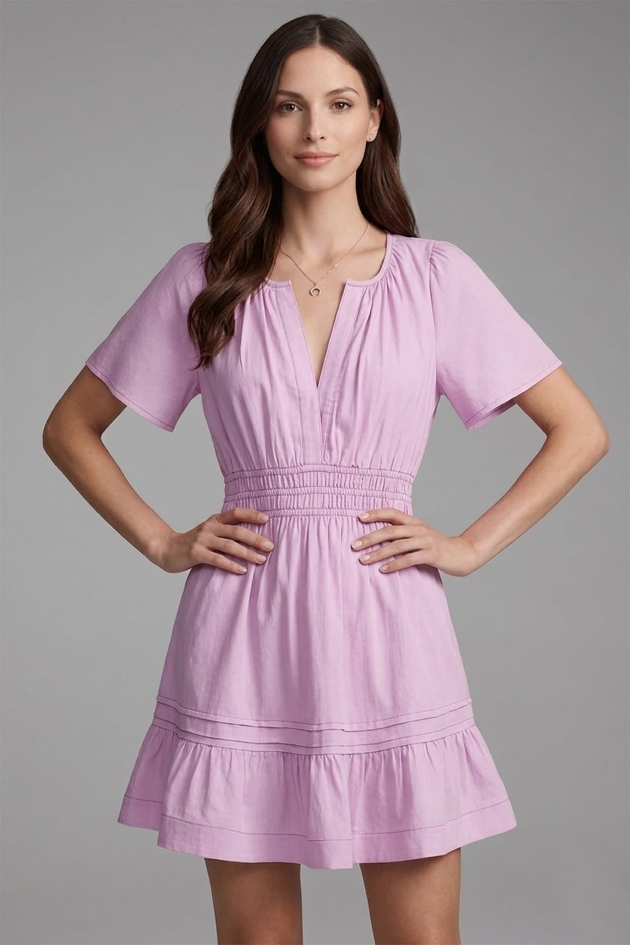 Candy Pink Flowy Mini Dress with Smocked Waist – Travel Friendly Dress