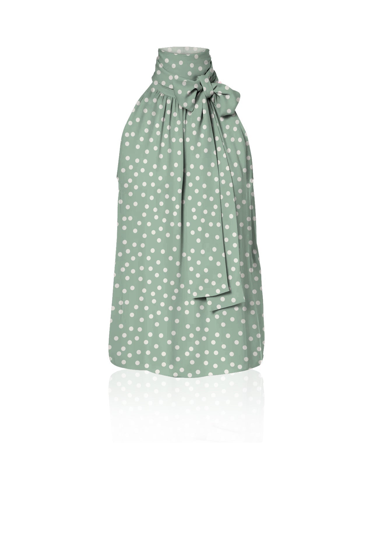 Celadon Mist Polka Dot Silk Maxi Blouse