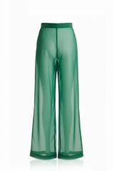 Celeste Emerald Transparent Sheer Mesh Pants with High Waist Fit