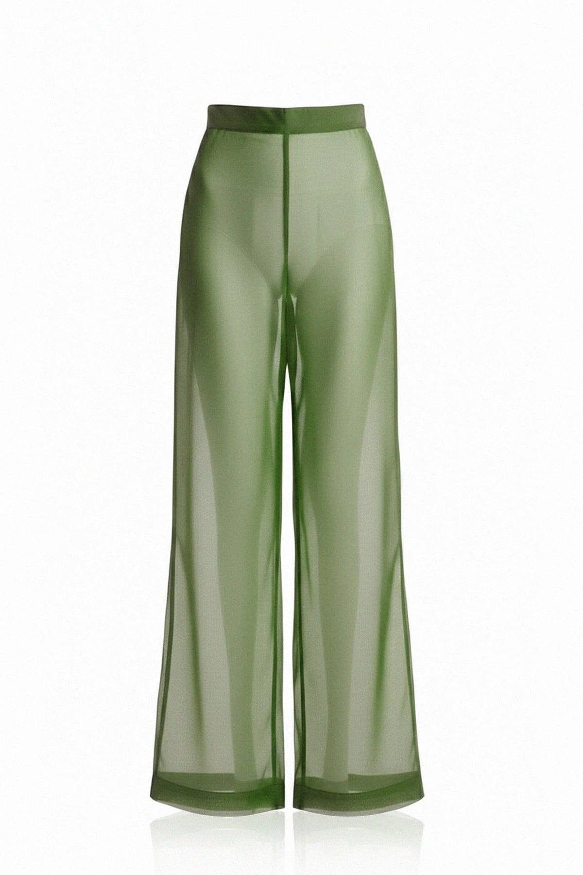 Celeste Olive Green sheer wide leg pants with High Waist