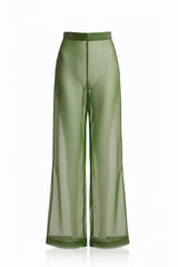 Celeste Olive Green sheer wide leg pants with High Waist
