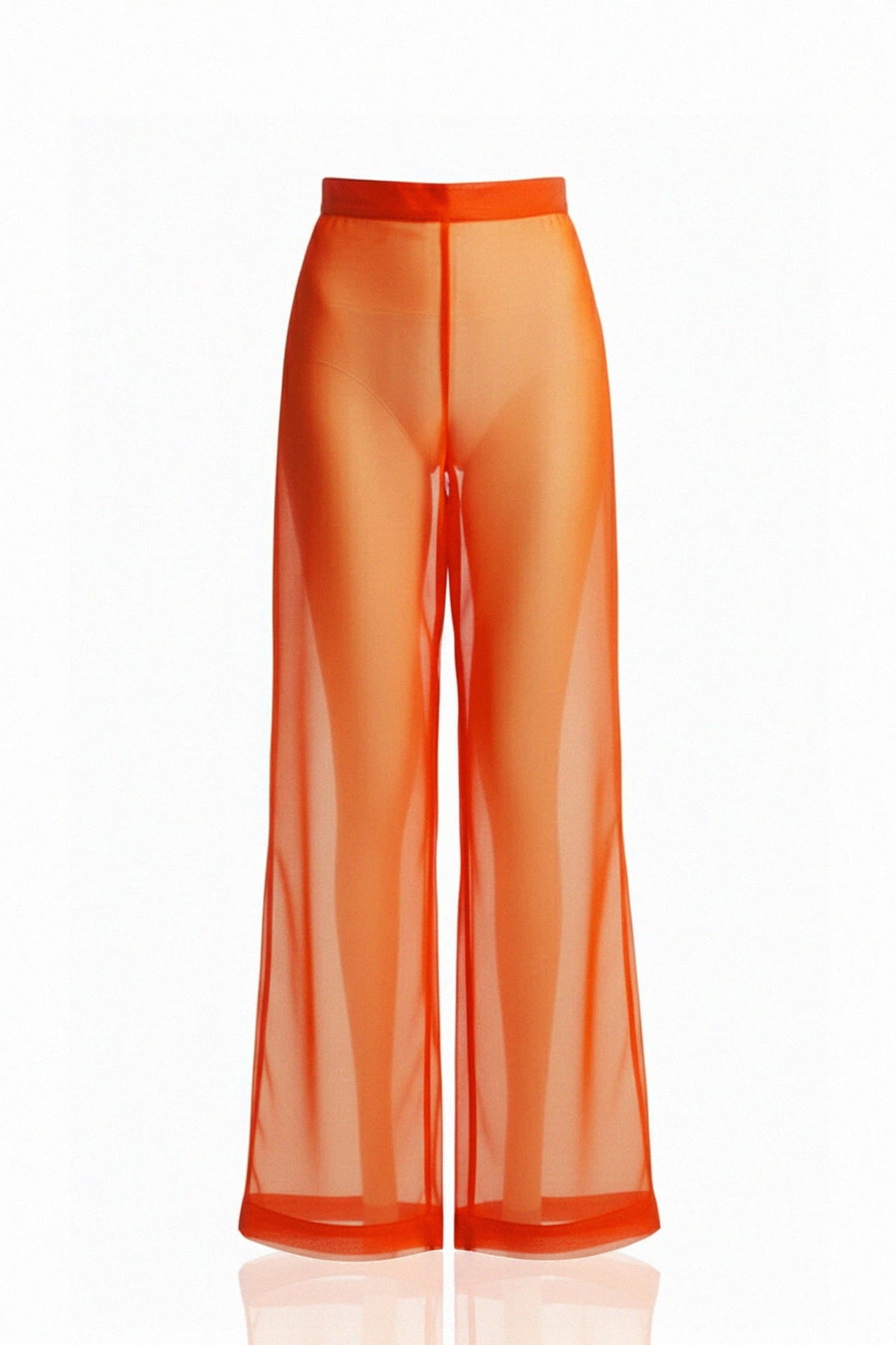 Celeste Tangerine Sheer Wide Leg Pants – High Waist Resort & Beach Vacation Trousers