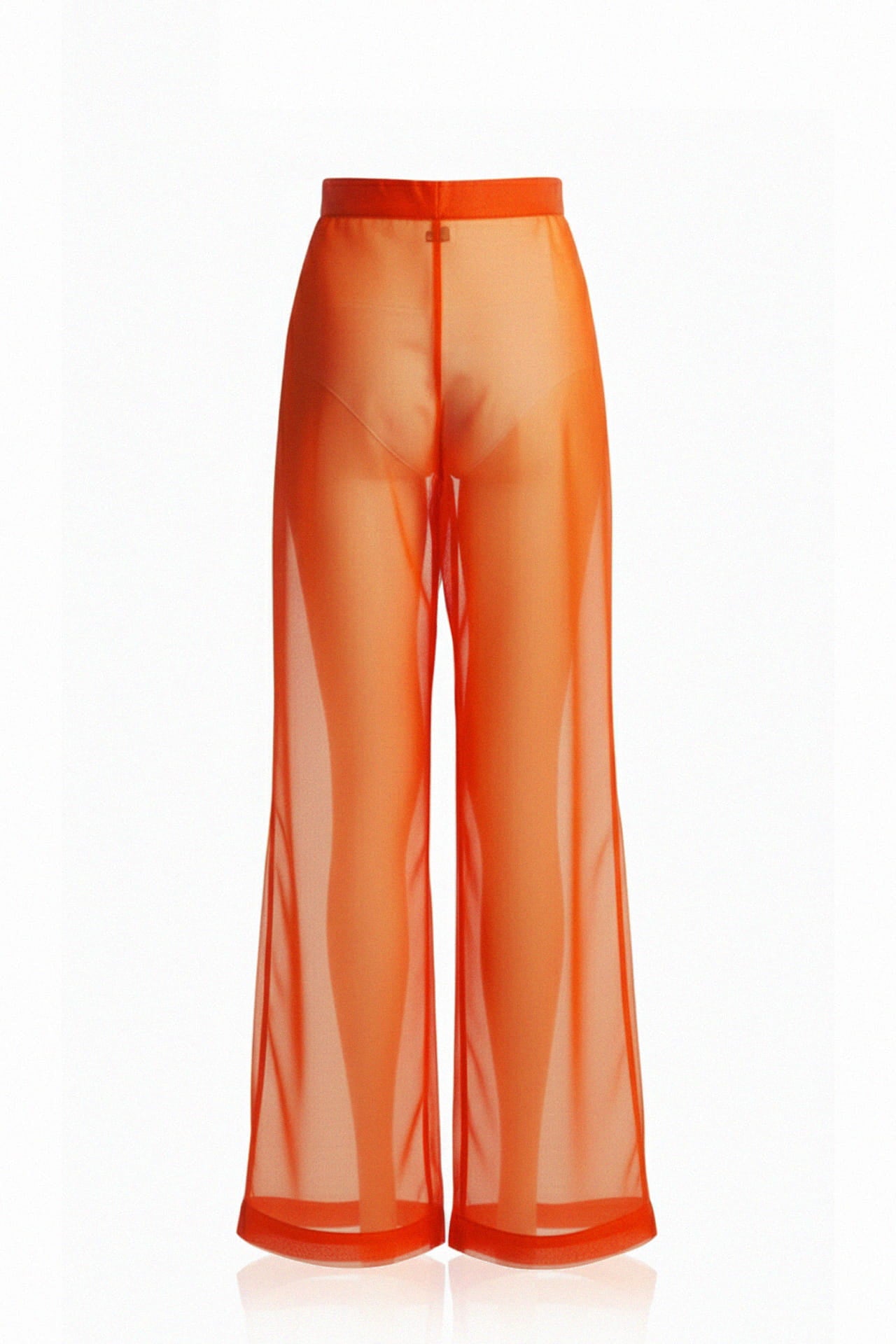 Celeste Tangerine Sheer Wide Leg Pants – High Waist Resort & Beach Vacation Trousers