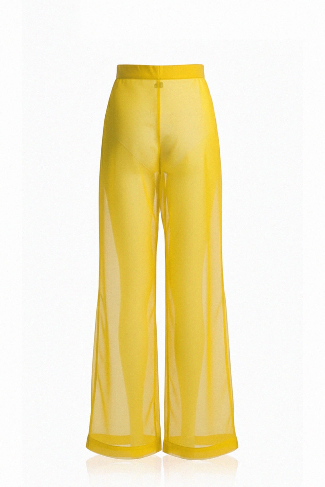 Celeste Golden Yellow Sheer Wide Leg Pants – High Waist Evening Wear Trousers