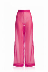 Celeste Rose Pink Sheer Wide Leg Pants – Lightweight Vacation Trousers