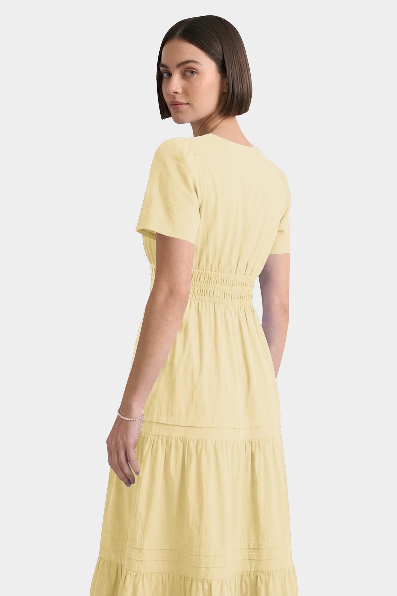 Champagne Two Tiered Soft Cotton Poplin Maxi Dress